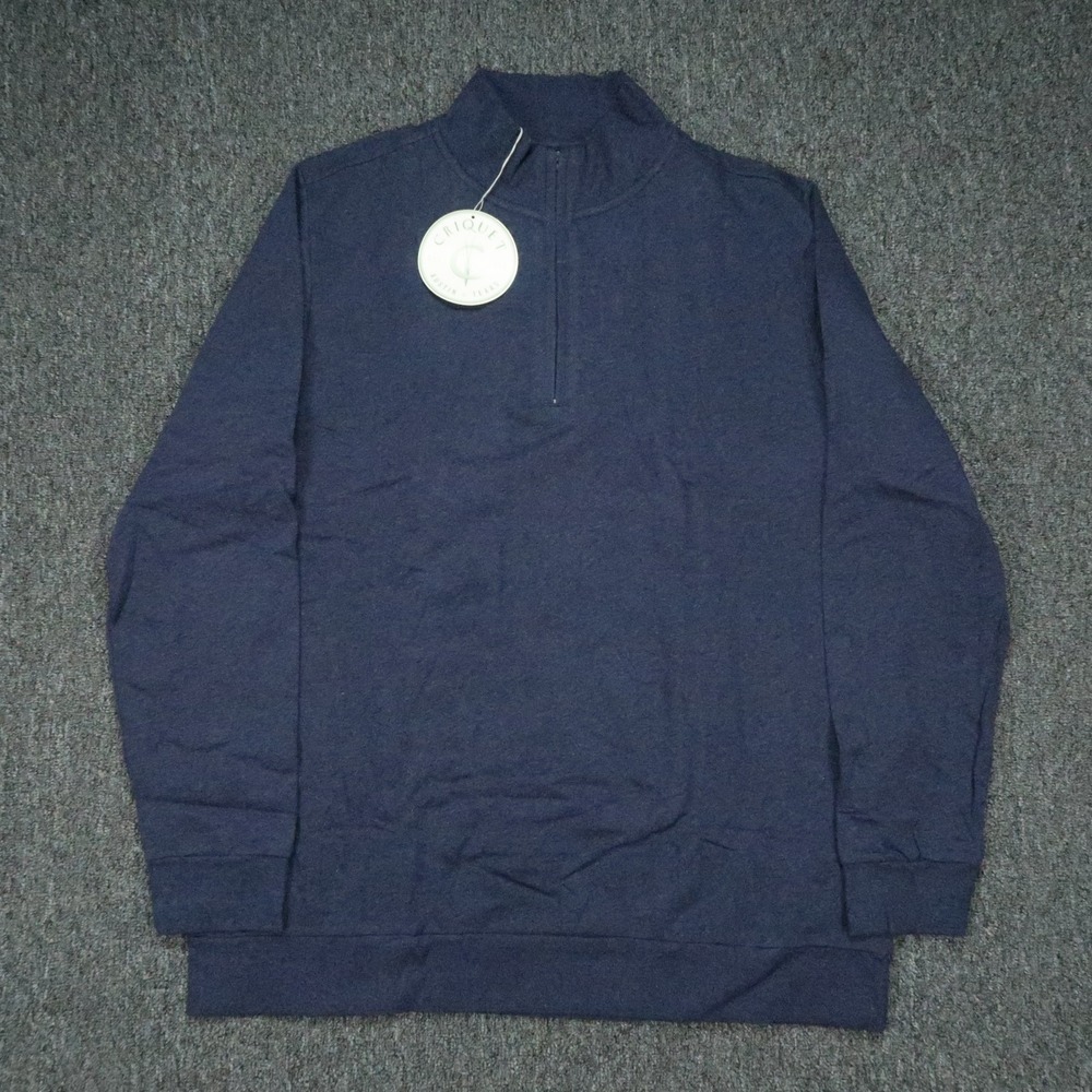 Criquet‎ Sweater Mens XL Blue Quarter Zip Cotton Mock Neck Jumper